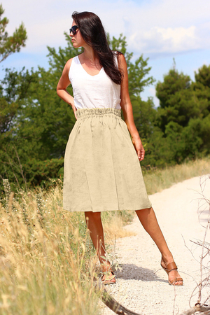 Author's 100% linen skirt designed and sewn with love for people and respect for nature monochrome knee-length elastic at